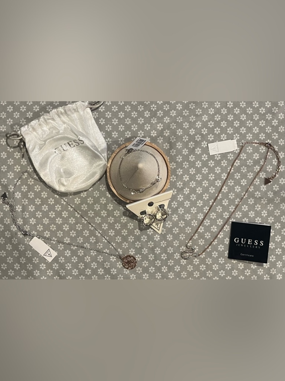 Guess Rose Gold and Silver Mixed Jewelry 4 pieces necklace bracelet earrings New